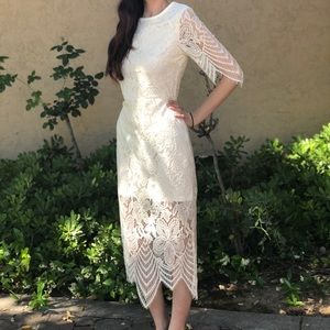cream lace midi dress